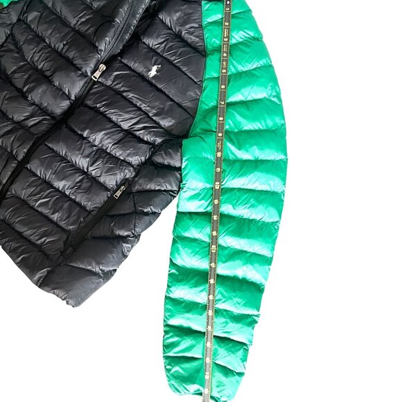 Polo Ralph Lauren Puffer Jacket Kids Boys Girls L/G 14/16  Black & Green Coat - Picture 6 of 8
